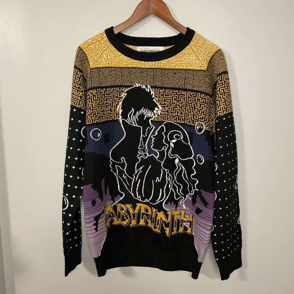 Jim Henson Rare Labyrinth Sweater Size M Yellow‎ Black Goblin King